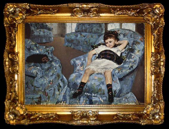 framed  Mary Cassatt Little Girl in a Blue Armchair, ta009-2